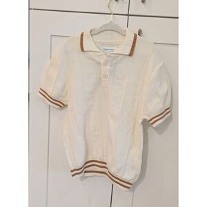 Gingersnaps Classic Cream Polo Shirt with Brown Stripes